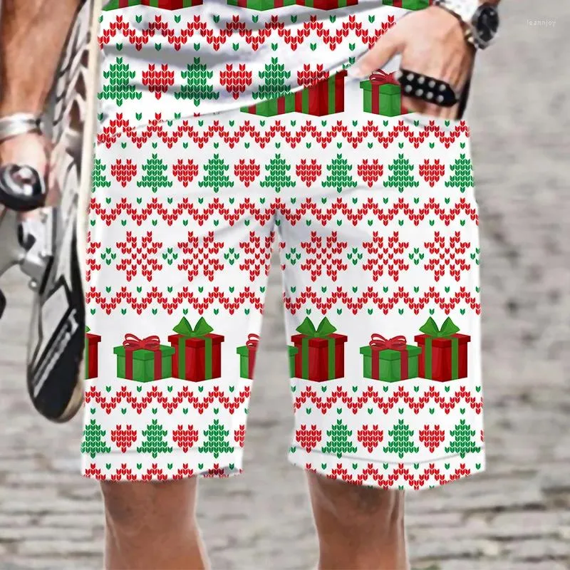 Shorts masculinos padrão de natal homens / mulheres verão fresco homem solto natação rápida secagem confortável maiô harajuku moda praia