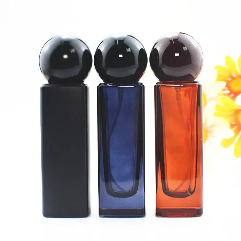 Perfume Bottle 30ML Glass Colorful Spherical Lid Perfume Atomizer Refillable Cosmetic Sprayer Bottle