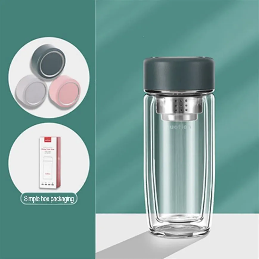 Environmentally friendly double wall glass water bottle juice beverage container272T