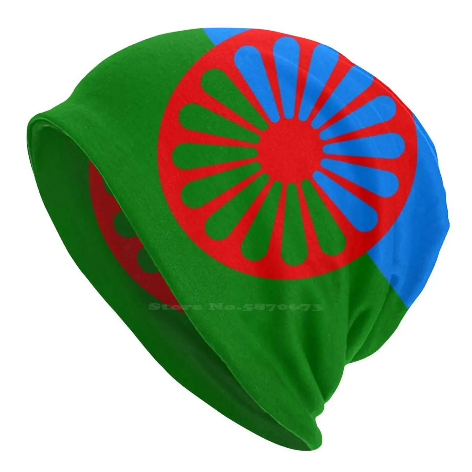 Berretti/berretti con teschio bandiera romani cappello lavorato a maglia berretto caldo berretti da esterno bandiere zingari mondo congresso romani lingua rom zingari 231128