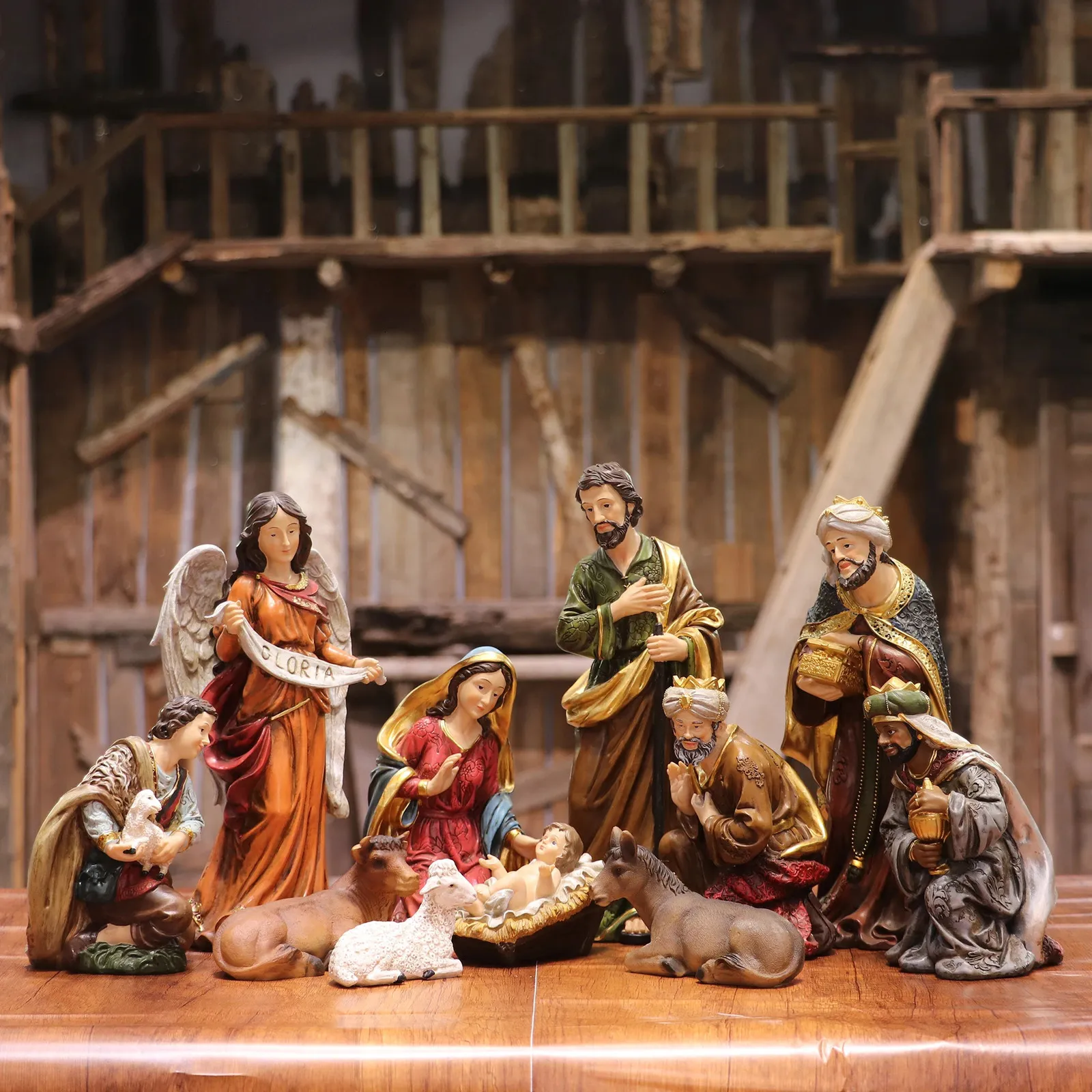 Oggetti Decorativi Statuine Presepe Set Figure Natalizie Statua Della Sacra  Famiglia Gesù Bambino Presepe Presepe Decorazione Natalizia Interni 8 11 12  Grande Misura Grande 231129 Da 172,64 €