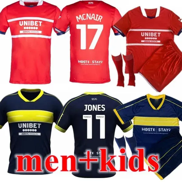 23 24 Maglie da calcio Middlesbrough Jones Crooks McGree Coburn Forss Engel Silvera Hackney Fry Dieng Howson Casa Lontano Maglia da calcio per bambini Uniformi Uomo Kit uniformi