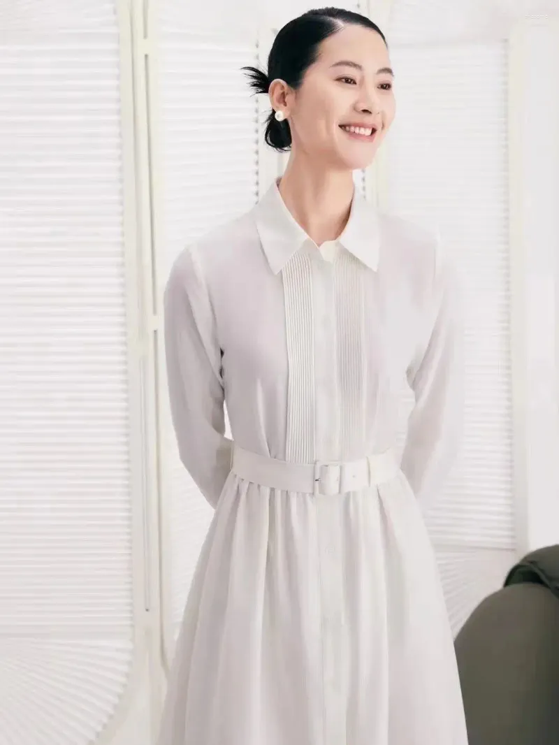 Swobodne sukienki Wygodne i proste codzienne stroje biały stały kolor minimalistyczny design Temperament Koronkie sukienki A-line vestidos
