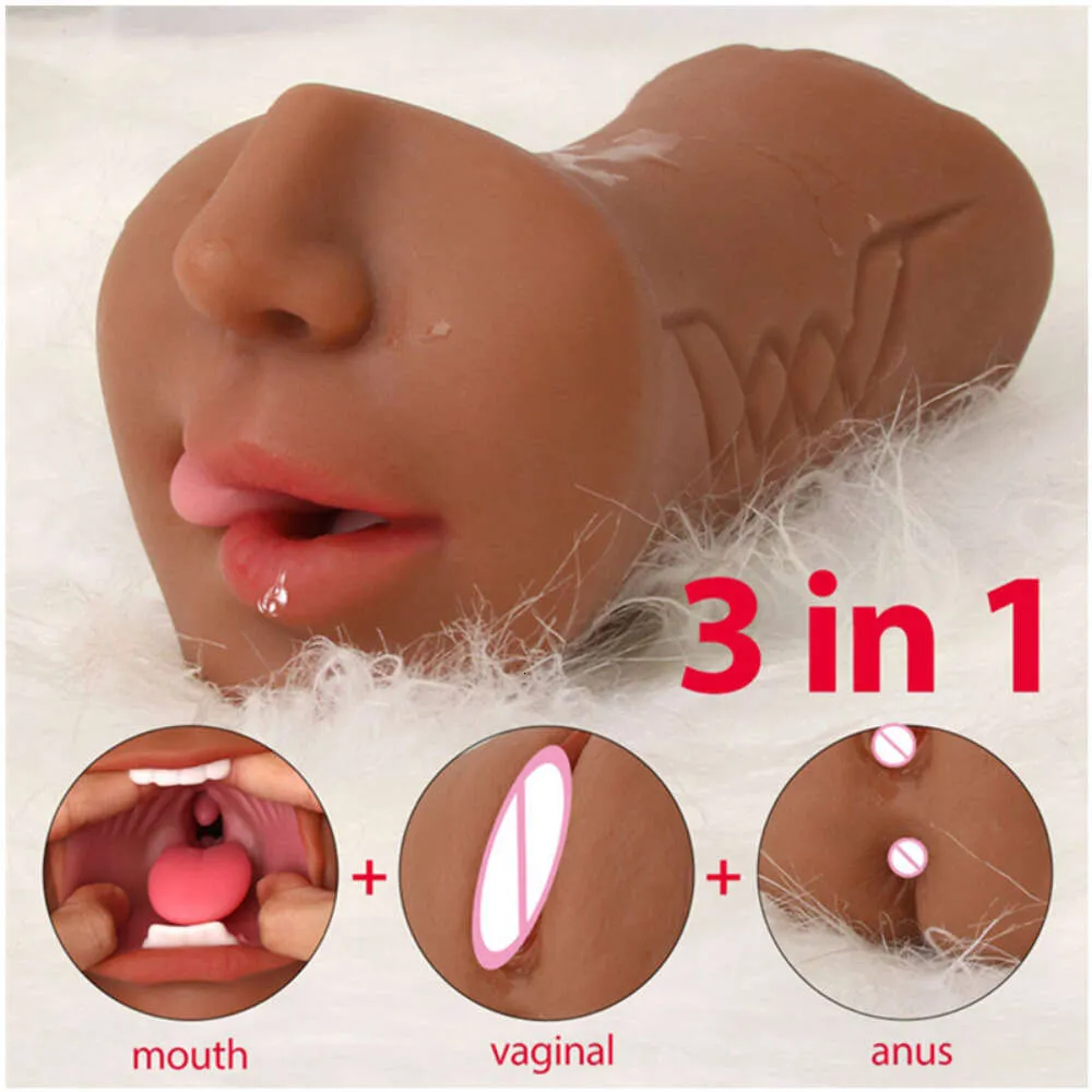 Sex Toy Massager 3 in 1 Vaginal Anus Male Double Head Real Deep Throat Cup Silicone Blowjob Sexy Toys for Men