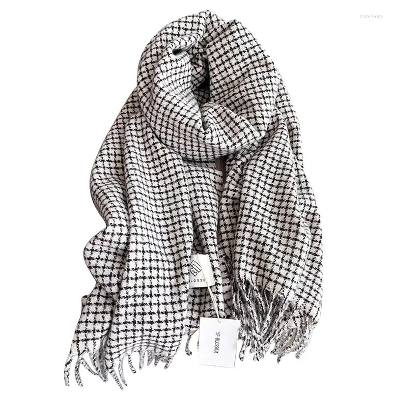 Halsdukar brittisk preppy stil rutig kashmir halsduk för kvinnor mode vinter varmt sjal bufanda halsskakan kvinnlig echarpe pashmina wraps