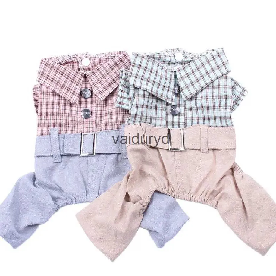 Vêtements pour chiens Pet JumpSuit Pantalon Plaid Design Chat Chiot Chemise T-Shirt 5 Tailles 2 Couleursvaiduryd