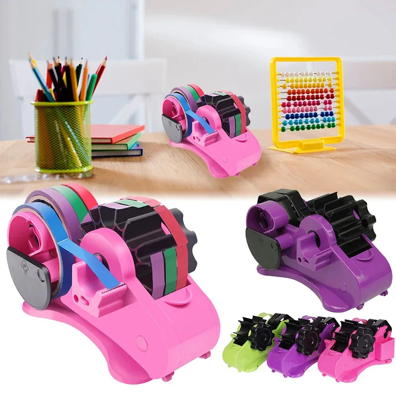 Tape Dispenser Tape Cutter Semi-Automatic Desktop Tape Dispenser With 35/46mm Fixed Length Tape Cutter for Home Office School Stationery 231129