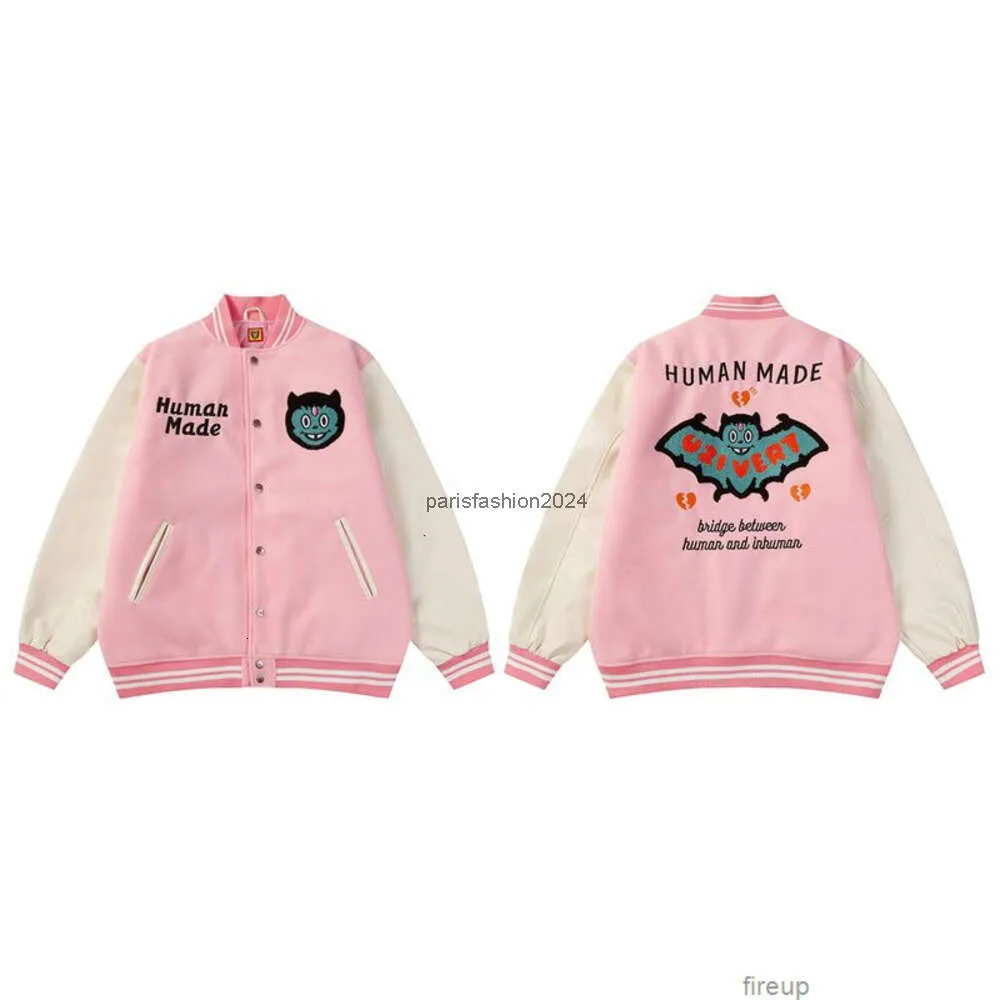 Giacche firmate Cappotti casual da uomo Capispalla Realizzato dall'uomo Nuovo Pipistrello Lettera Maniche in pelle ricamate Giacca da baseball rosa pesca Cappotto da coppia da donna da uomo Tendenza