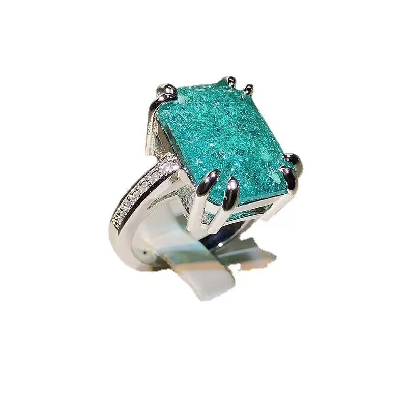 Anneaux de mariage 925 Argent Arrivée Paraiba Tourmaline Gemstones Bague pour Charm Lady doigt bijoux fins argent fête de mariage en gros cadeau