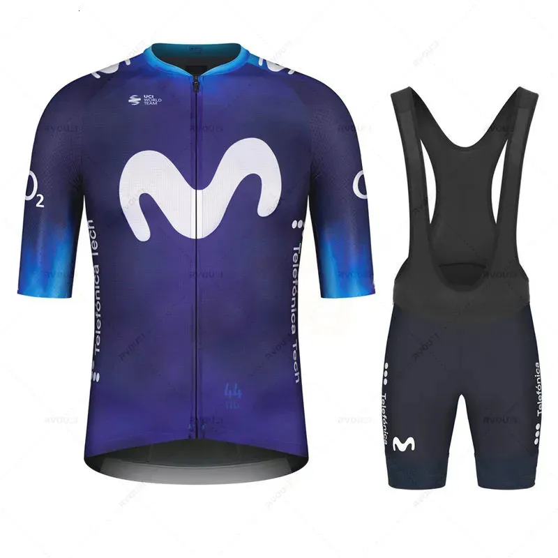 Maglia da ciclismo Set traspirante AntiUV Estate Movistar Team Set Sport Maglie da bicicletta Mtb Abbigliamento da bici da uomo Maillot Ciclismo Hombre 231128