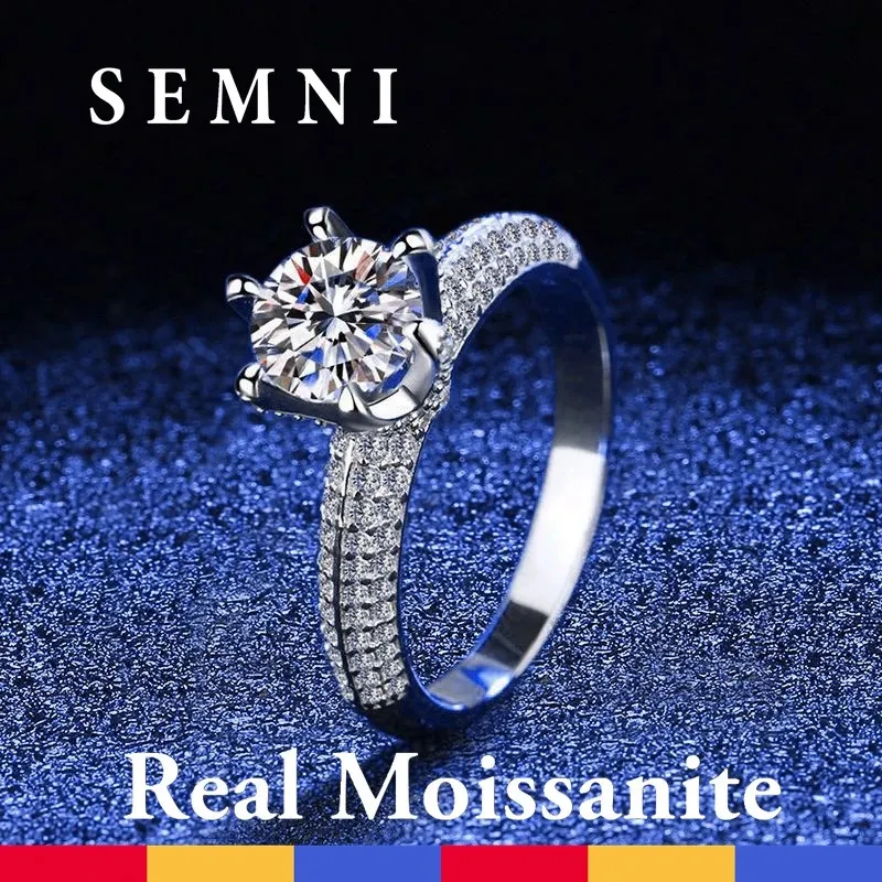 Wedding Rings SEMNI 10ct30ct For Women Grils Sparkling Lab Diamond 925 Sterling Silver Fine Jewelry Beauty Love Anillos 231128