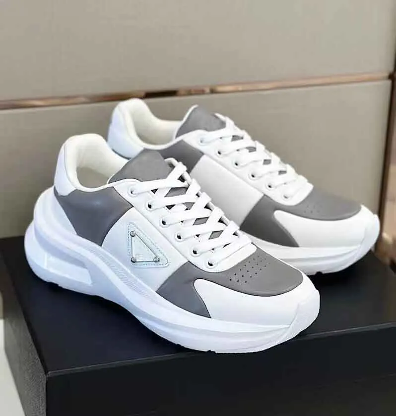 أفضل العلامة التجارية Men Prax 01 Sneakers Shoes Low Top Calfskin Leather Skatboard Walking Black White Chunky Sole Sports Discounts Trainers EU38-46 Originla Box