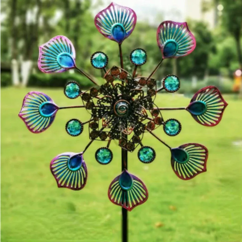 Decorações de jardim Arte em Ferro Moinho de Vento Luminoso Moinho de Vento Inserido Catavento Ao Ar Livre Moinho de Vento Rotativo Pátio Moinho de Vento Ornamento de Artesanato de Jardim 231124