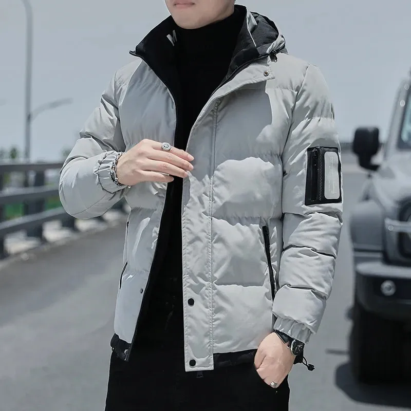 Men's Jackets 2023 New Autumn Men's Casual Hooded Cotton Coat Fashion Trend Long sleeved Cotton Coat Comfortable and Warm Coat 231129