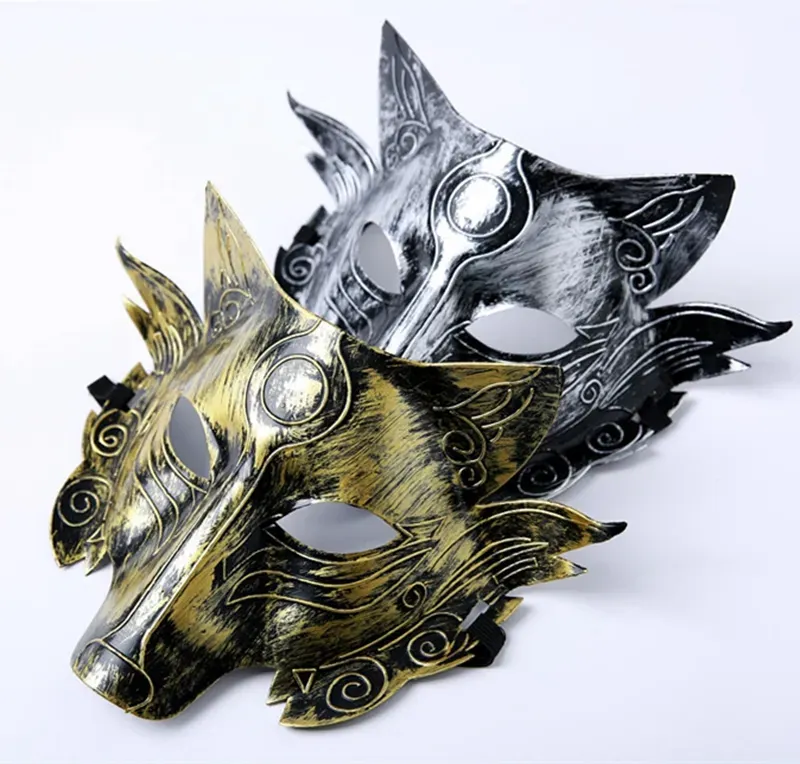 Halloween Decorations Retro Party Wolf Mask Horror funny Masquerade Masks full facemask Partys Supplies Gold Silver Optional WLL802