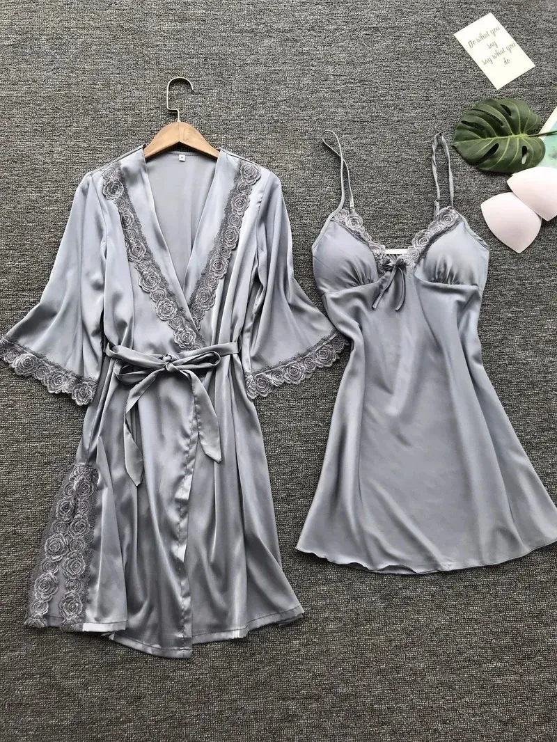 Sexy Pyjamas Women's Sexy Lace Sleepwear Lingerie Lace pajamas robe Set Underwear Nightdress Ladies Home Clothes 231128