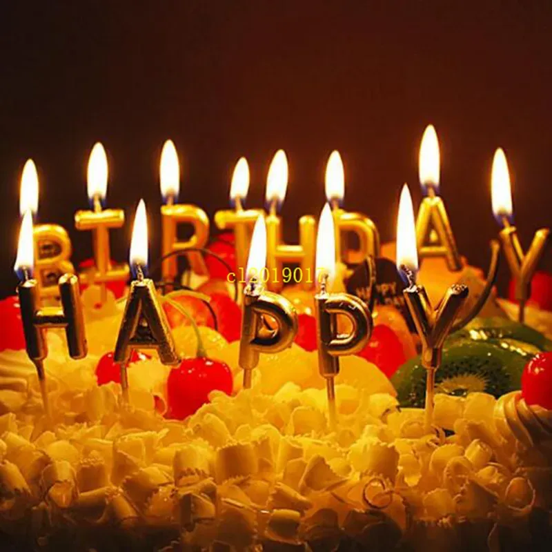 Gâteau avec lettres de joyeux anniversaire, or et argent, fournitures de Festival, jolies bougies d'anniversaire pour la cuisine, cadeau de pâtisserie ZZ