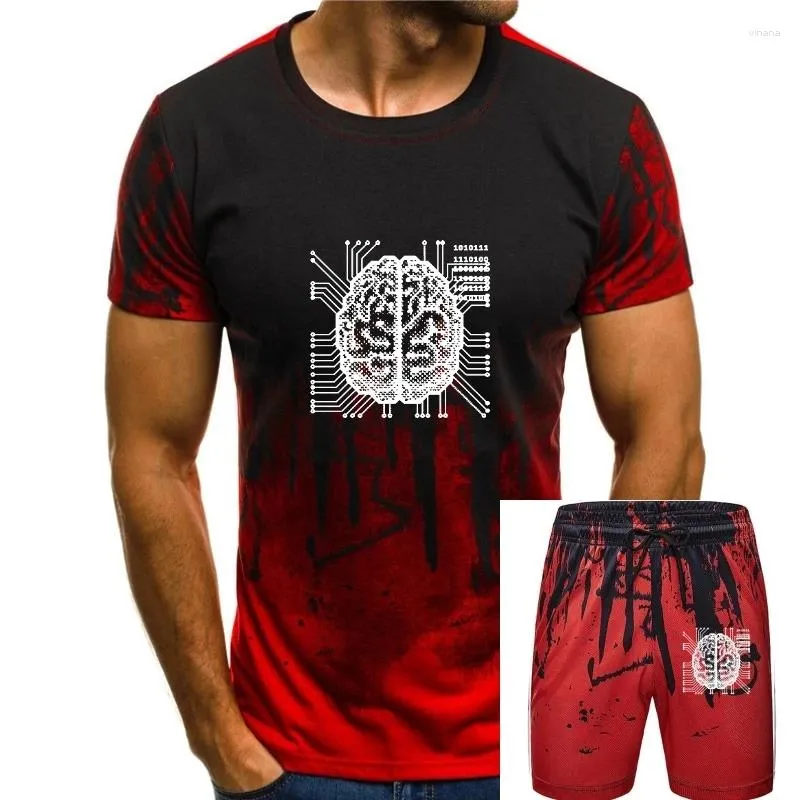 Мужские спортивные костюмы, забавная футболка с рисунком науки и техники, мужская футболка с искусственным интеллектом и мозгом, уличная одежда, винтажный хип-хоп, хипстер