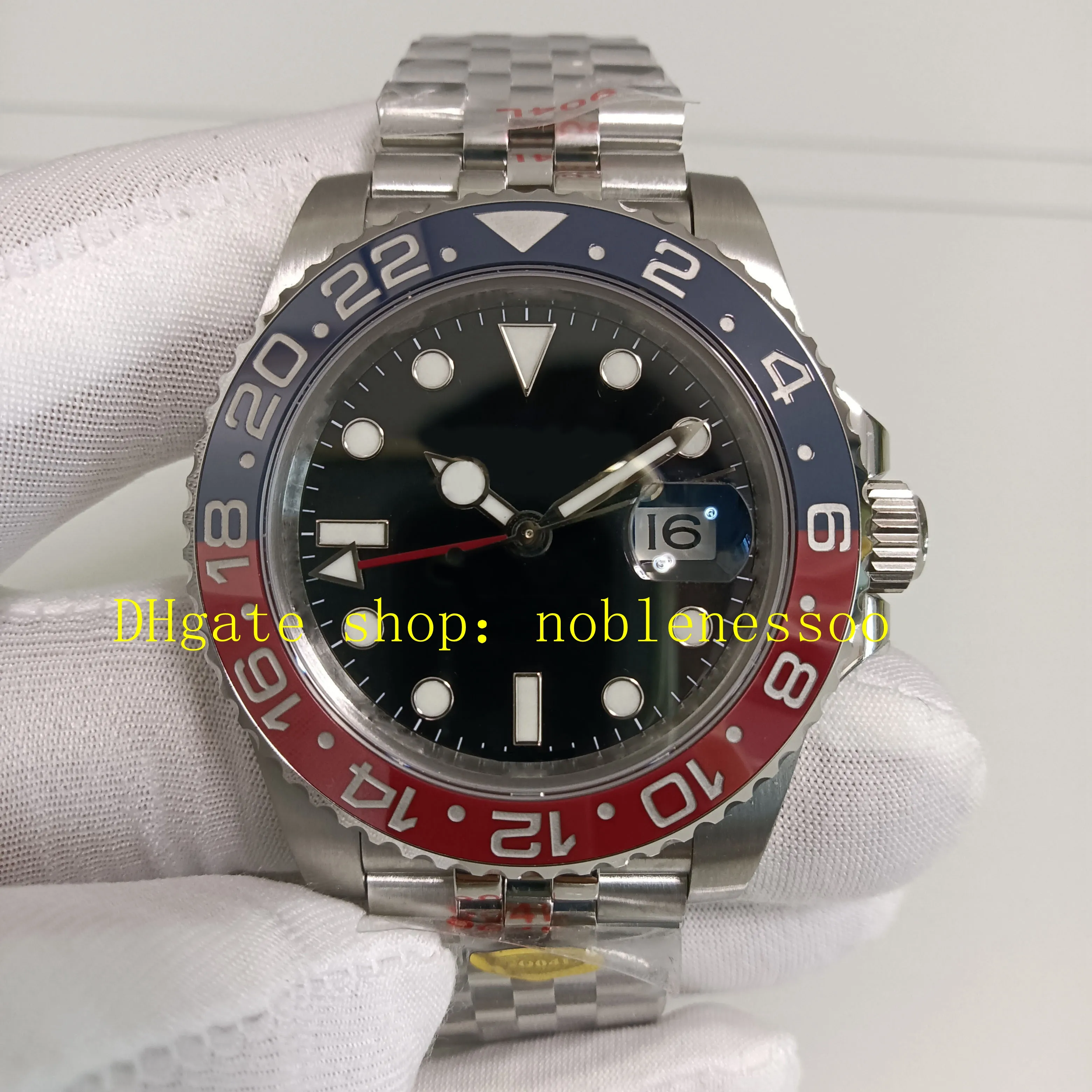 Men s 40mm 126710 Automatic Watch 904L Steel Black Dial Sapphire Glass Red Blue Ceramic Bezel V12 Sport Cal.3285 Movement