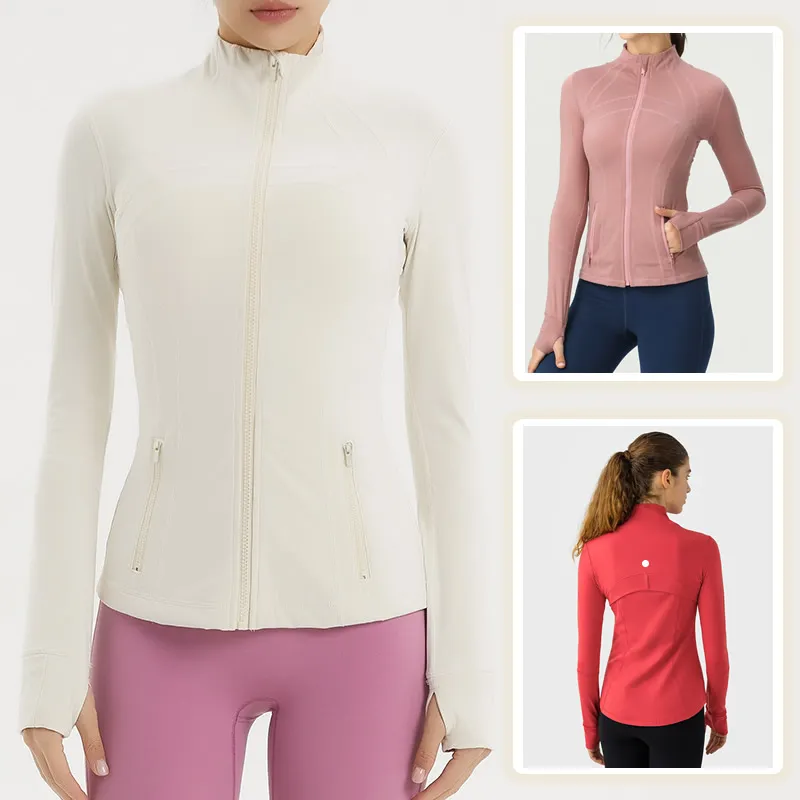 LLu Yoga Jacket Women's Def Workout Sport Coat Fitness long sleeves Jacket Sports Quick-Dry Activewear Top Solid Zip Up Sweatshirt Sportwear Hot Sell