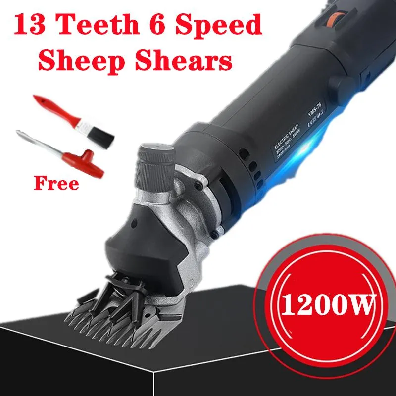 Scharen 1200W 6 växlar Speed ​​Electric Sheep Goat Shearing Machine 220V Trimmer Tool Ull SCISSOR CUT MACHINE WIT 13 TELTH CLIPPE