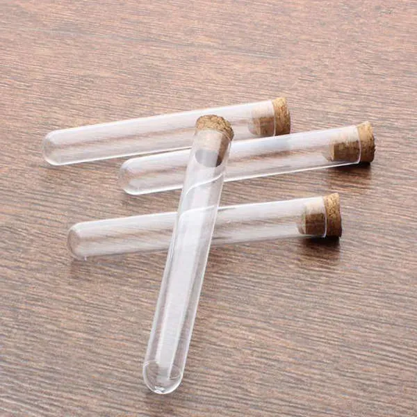 Plastic Test Tube With Cork Stopper 4-inch 15x100mm 11ml Clear ,Food Grade Cork Approved Fast Shipping