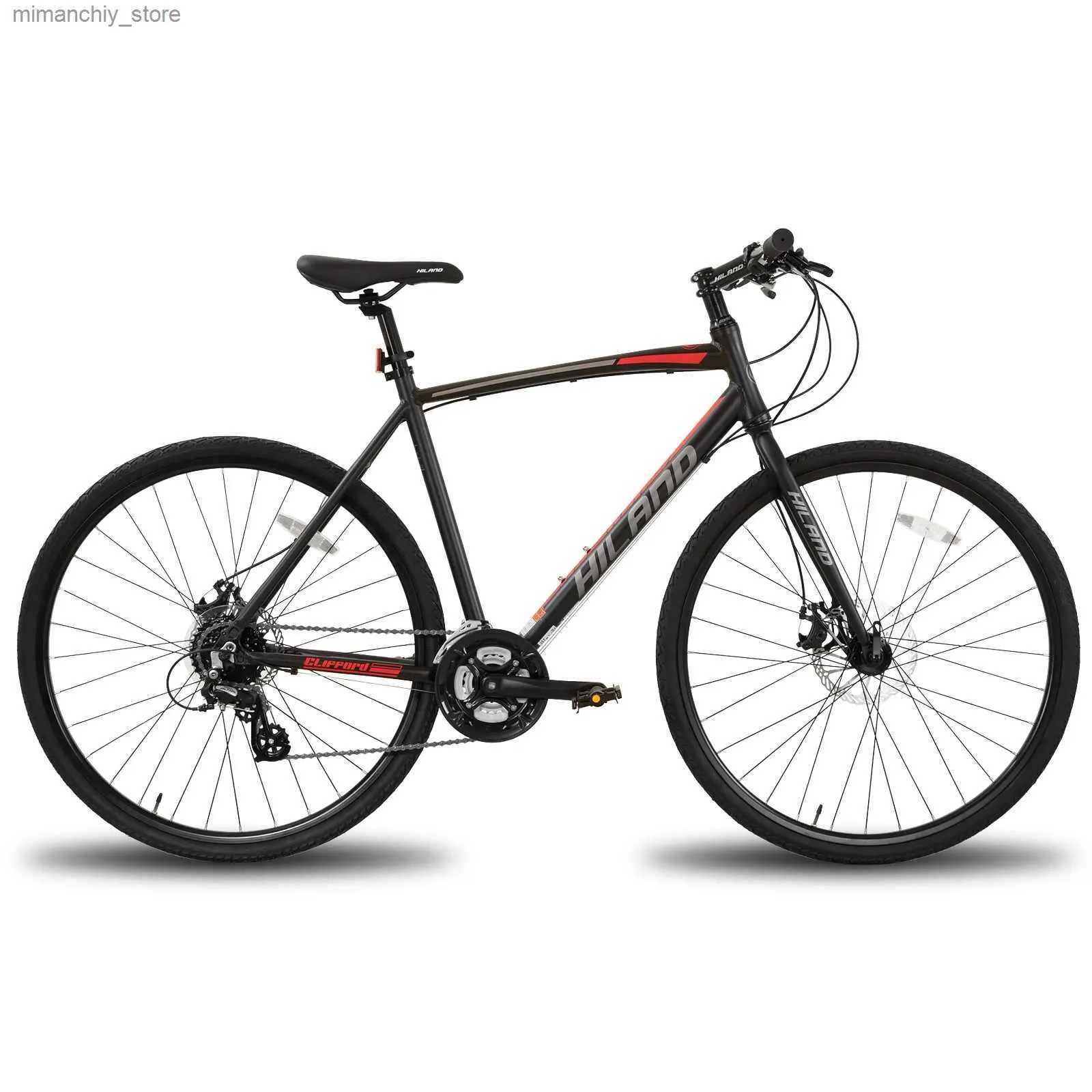 Vélos US Warehouse Hiland Road Hybrid Bike Cadre en aluminium Frein à disque 700C Roues 24 vitesses Vélos Q231129