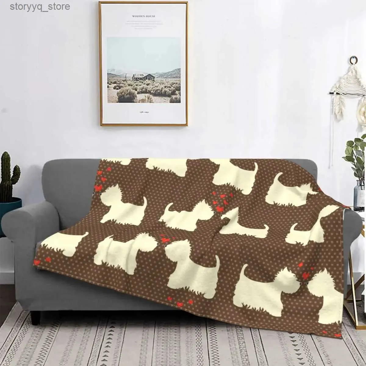 전기 담요 사랑스러운 Westie West Highland Terrier Blanket Flannel Printed Dog Bribleable Suft Throw 담요 침구 침대 침대 스프레드 Q231130