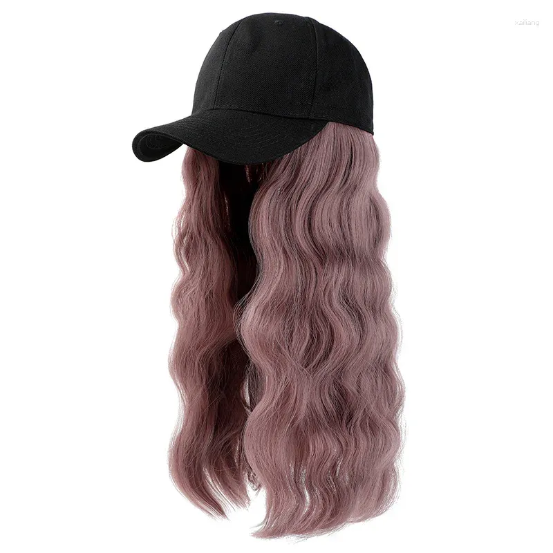 Gorras de bola Gorra de béisbol para mujer con extensiones de cabello largo para mujeres Sombrero ajustable Peluca sintética adjunta