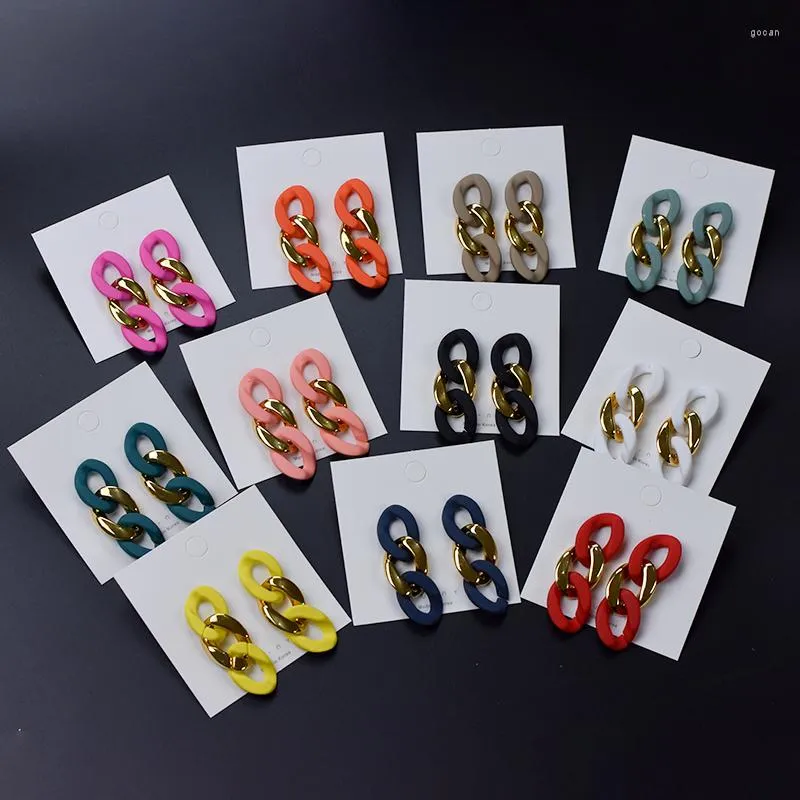 Stud -oorbellen S925 naald 6 cm lengte eenvoudige vaste kleur acryl ketting druppel oorbel voor vrouw mode Koreaanse oversized grote geschenk sieraden