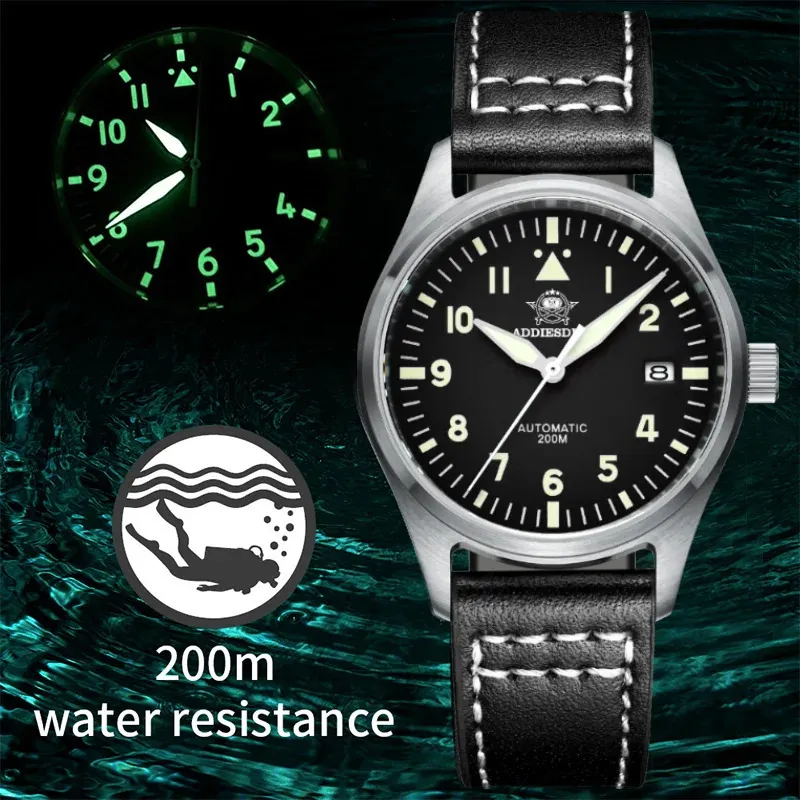Armbanduhren AddiesDive Uhren für Männer C3 Super Luminous 20Bar Wasserdicht NH35A 316L Edelstahl Reloj Hombre Automatische mechanische Uhr 231128