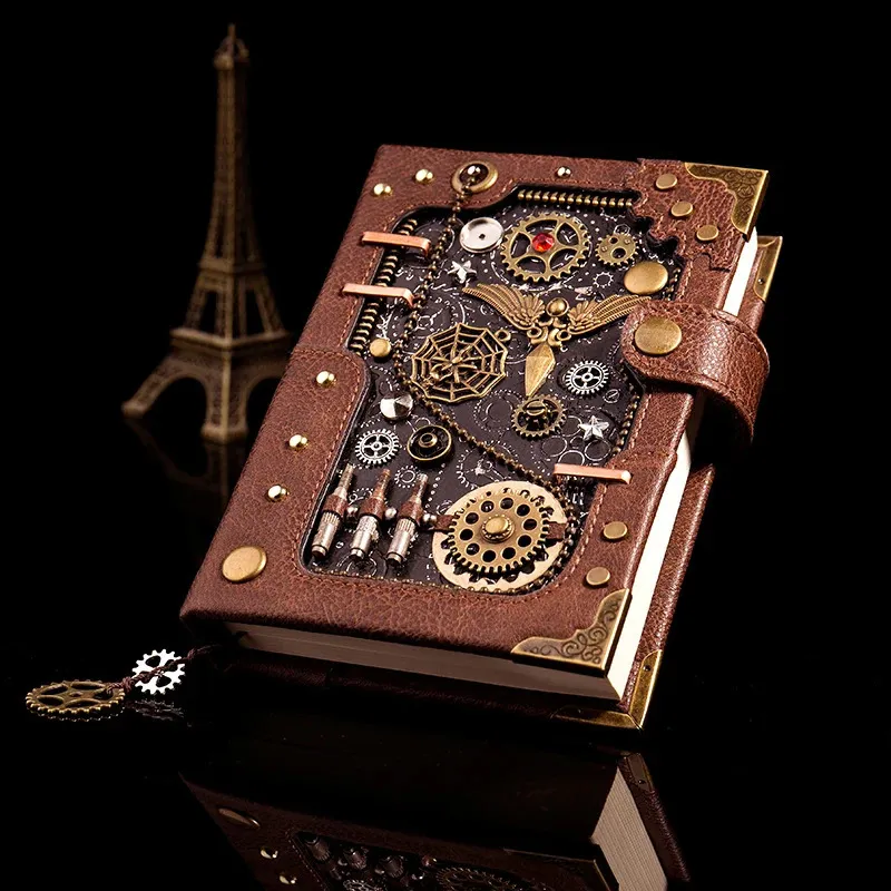 Notepads European Retro Notebook Personality Creative Steampunk Hand Book Looseleaf Notepad Leather Diary 231128