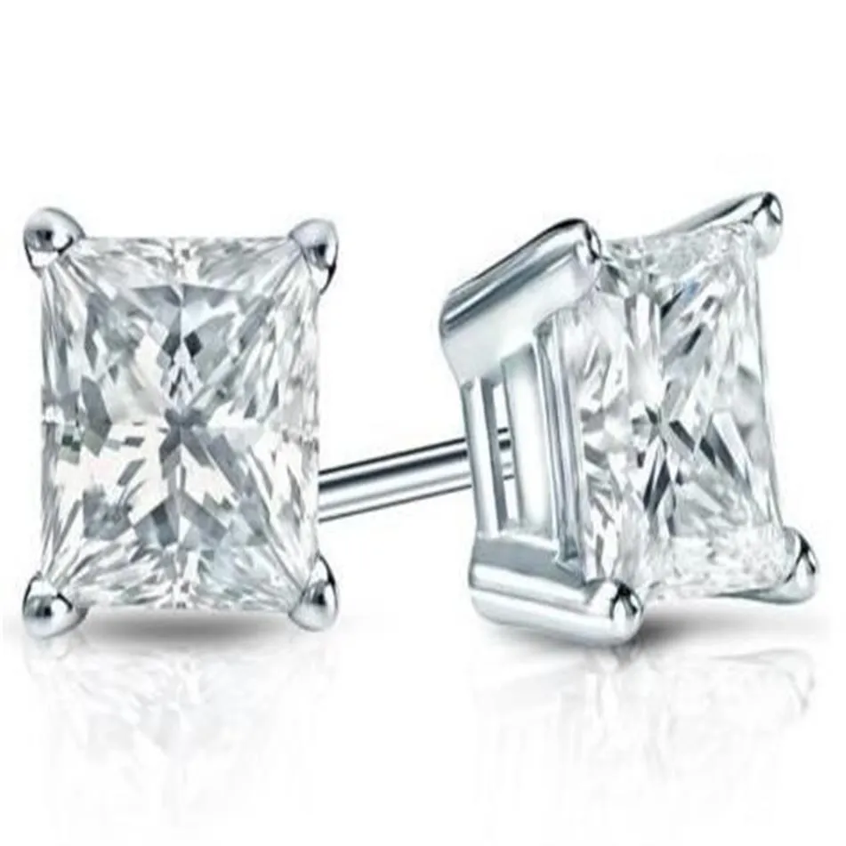 14k White Gold 4-PRONG PRINCESS CUT DIAMOND STUD EARRINGS 1 50 CT TW G-H SI2231T