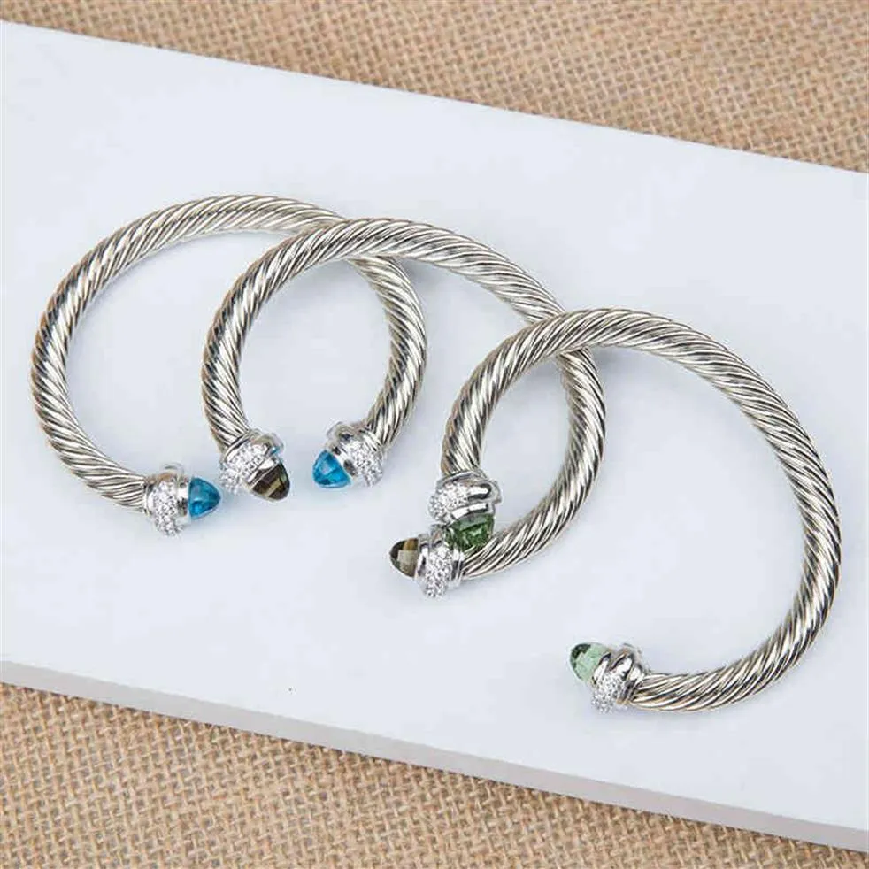 Verstelbare armbanden Bangle Bracelet Charm Sliver Designer Mode-sieraden Kabel Klassiekers Prinses Hoge kwaliteit met Amethist Toap291a