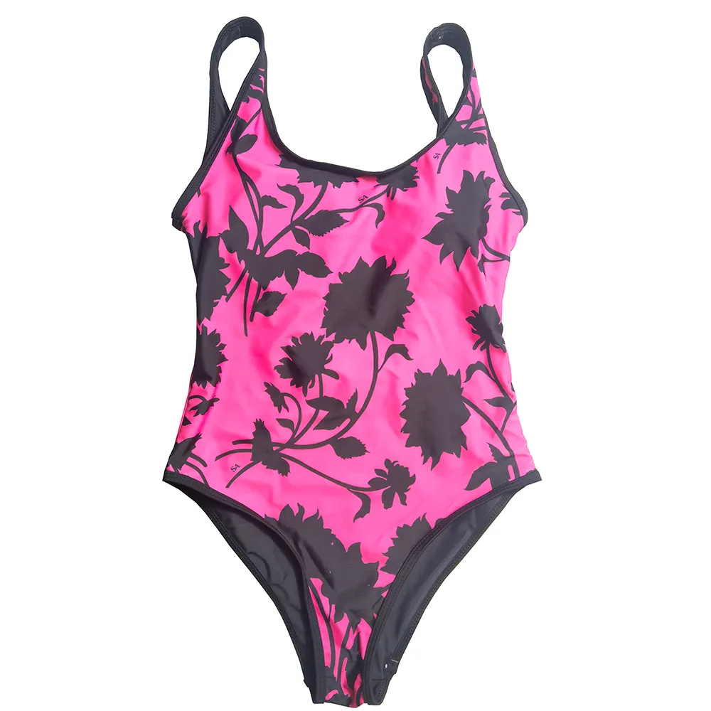 Couleur contrastée Biquinis imprimé fleur maillot de bain pour femmes été dos nu une pièce maillots de bain séchage rapide rembourré maillot de bain