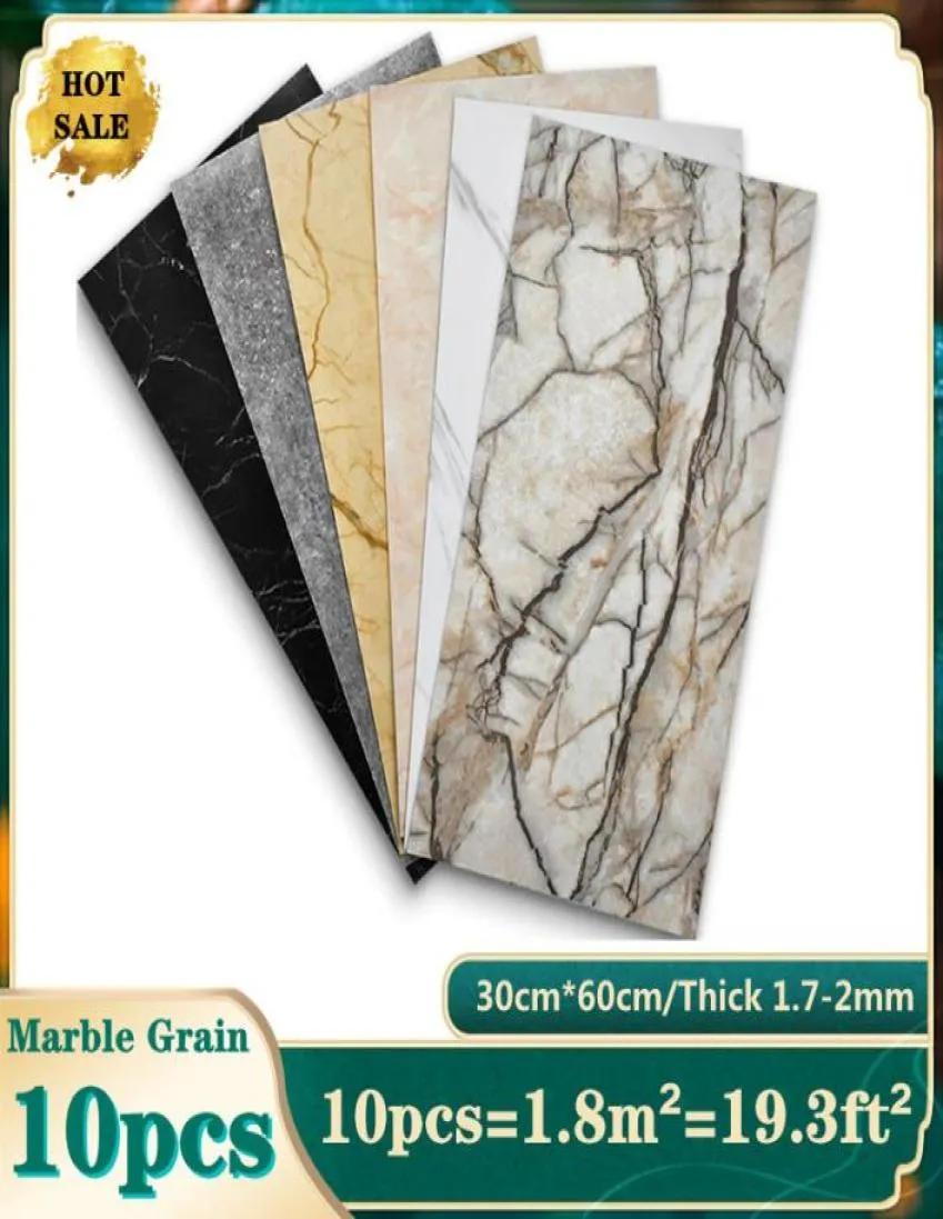 10 Uds. Adhesivos de pared 3D de grano de mármol suelo 30x60 cm PVC autoadhesivo impermeable decorativo s para el hogar DIY casa 2203289886470