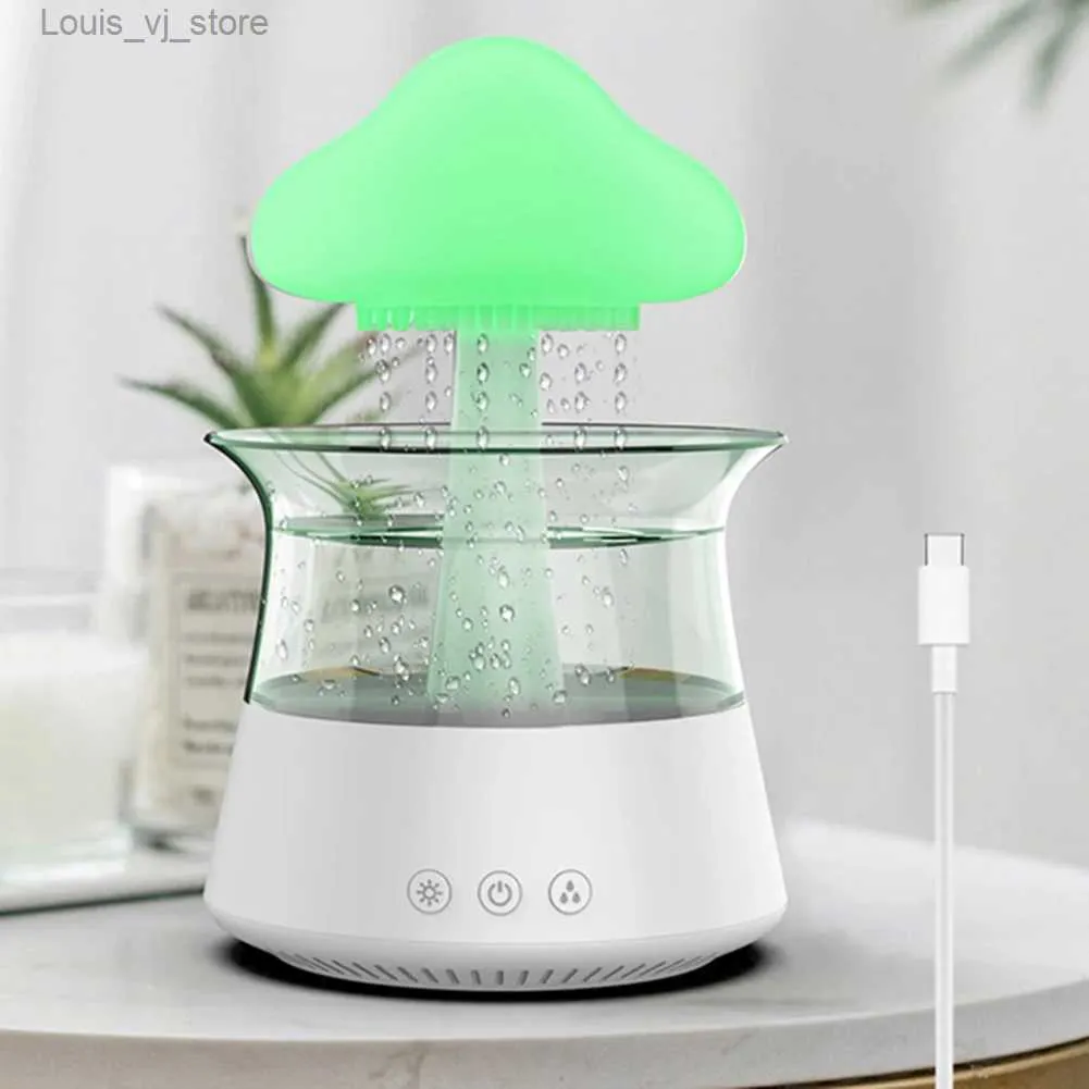 Humidificateur en forme de nuage de pluie, lampe d'aromathérapie relaxante,  diffuseur de son de pluie