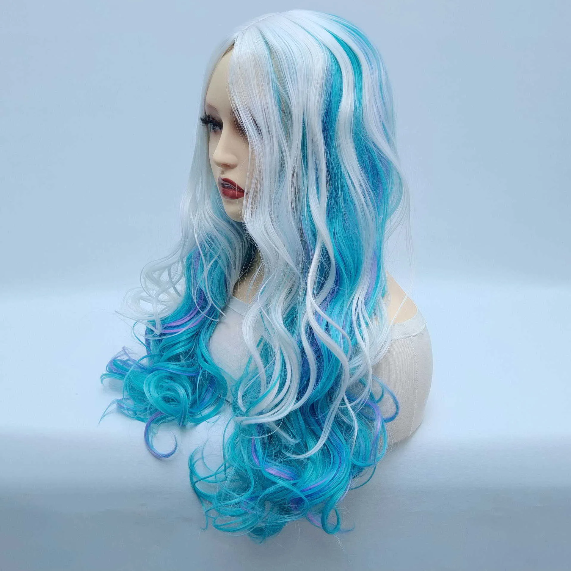 yielding Hot selling new cosplay wigs party dances ice and snow long curly wig sets wig headsets