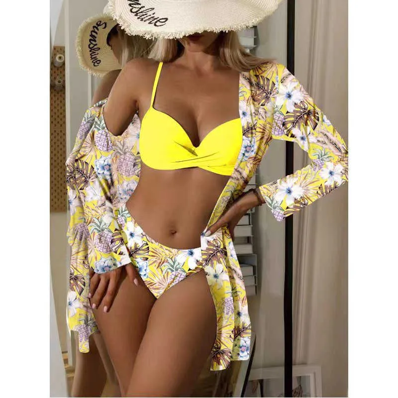 Designer Clothing Women Swimwear Suits Beach Outfits Floral Printed Swimsuit Long Sleeves Cover Up With Bikini Outfits