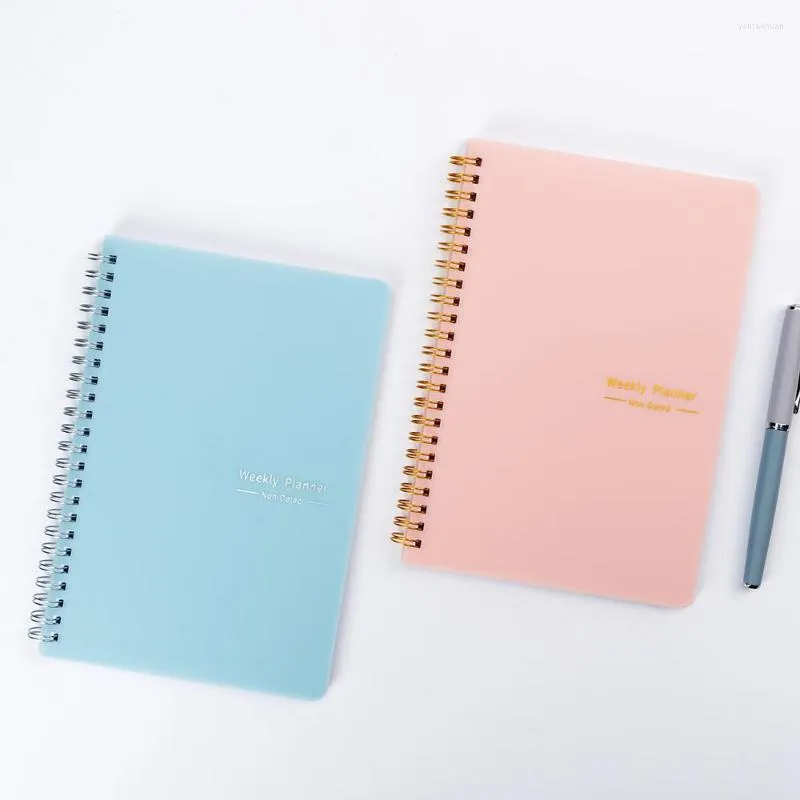 Coil Agenda Planer Notebook Weekly Goal Habit Tracker Schedule Organizer Journal Spanish Office Stationery