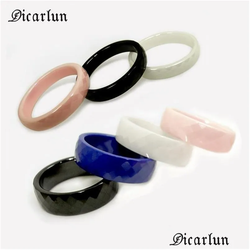 Cluster Rings Cluster Rings Dicarlun Black White Pink Blue Ceramic 4 Mm 6 Rhombus Ring Jewelry For Women Cute Minimalist Size 7 8 9 Dr Dhgpa