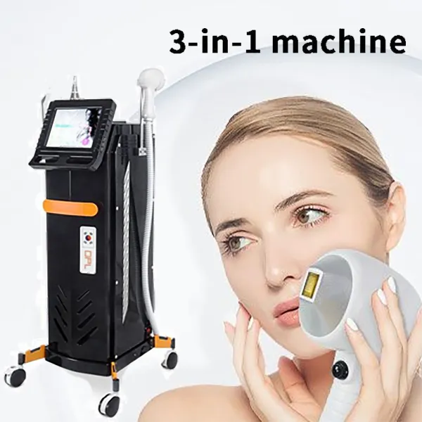 Risk-free 360 Magneto-optical OPL IPL Vascular Treatment 808nm Diode Laser Hair Removal Picolaser Tattoo Washing Mole Freckle Acne Dispelling 3 in 1 Center