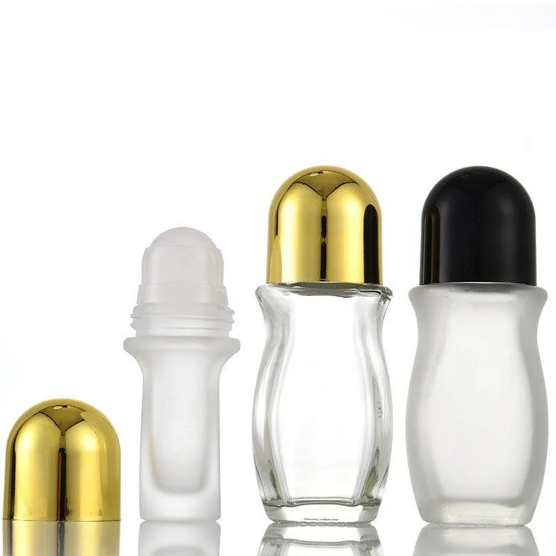 30ml 50ml wholesale perfume oil large thick glass empty clear roller bottles with roller ball Ajgku