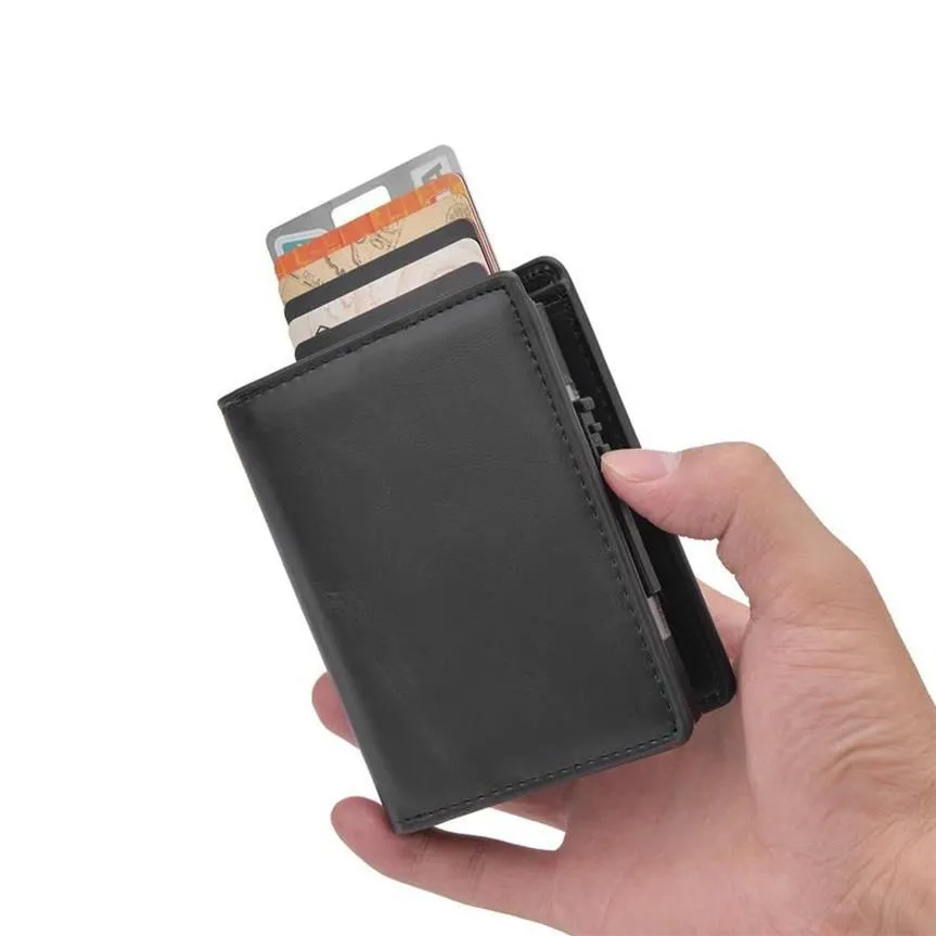 Кошельки для визитных карточек Man Smart Wallet держатель HASP RFID Алюминиевый металлический кредитный мини -кошелька206i