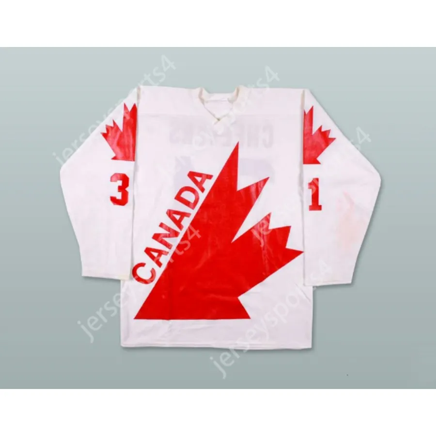 Özel 1976 Gerry Cheevers 31 Kanada Kupası Hokey Forması Yeni Top Dikişli S-M-L-XL-XXL-3XL-4XL-5XL-6XL
