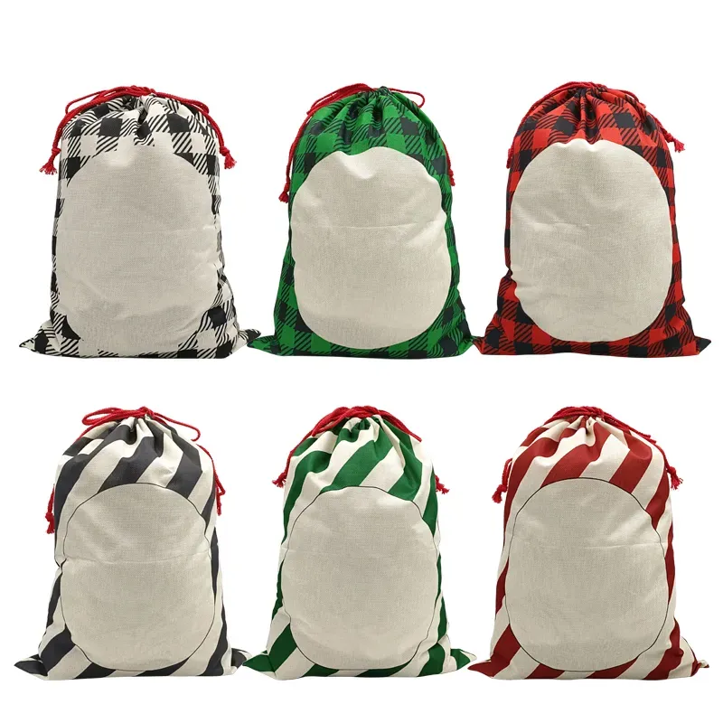 Hochwertige gestreifte Sublimations-Weihnachtsmann-Sack-Tasche für Weihnachtsdekoration WLL1616 ZZ