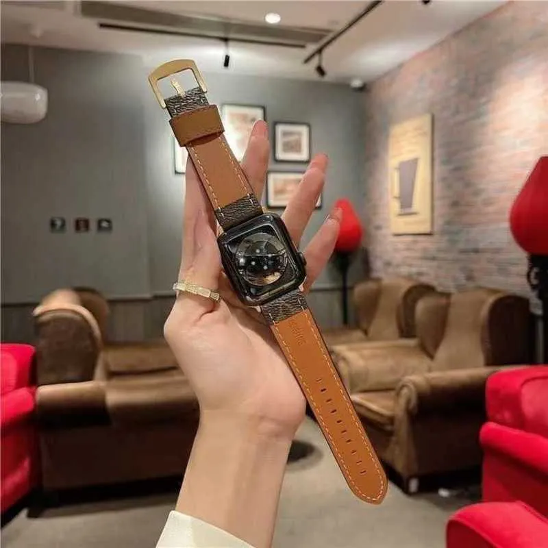Modeklocka Apple 38 40 41 42 44 45 49 mm Flower Leather Watchs Rem armband för IWATCH 8 7 6 5 4 SE Designer Watchbands