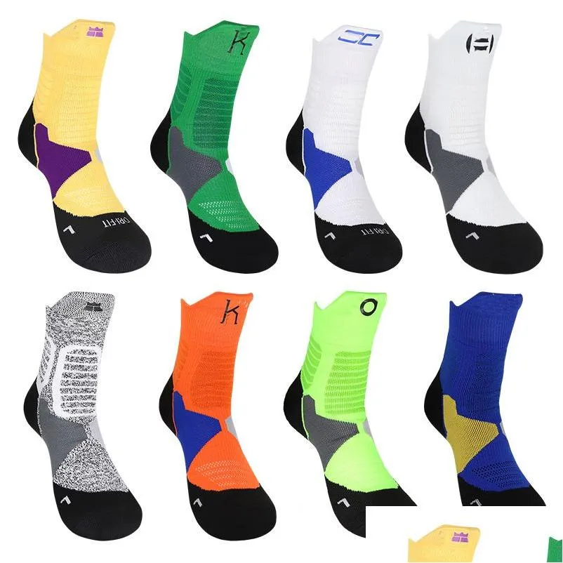 Sportstrumpor Mens High Top Medium Tube Elite Basketball Socking Professional Training Handduk Bottom Sock Drop Delivery Outdoors Athle Dhlow