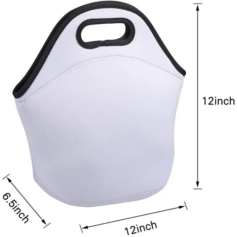 Sublimation Blanks Neoprene Lunch Bag Insulated Thermal Lunch Bag Carry Case Handbags Tote with Zipper for Adults Kids Outdoor Travel Picnic