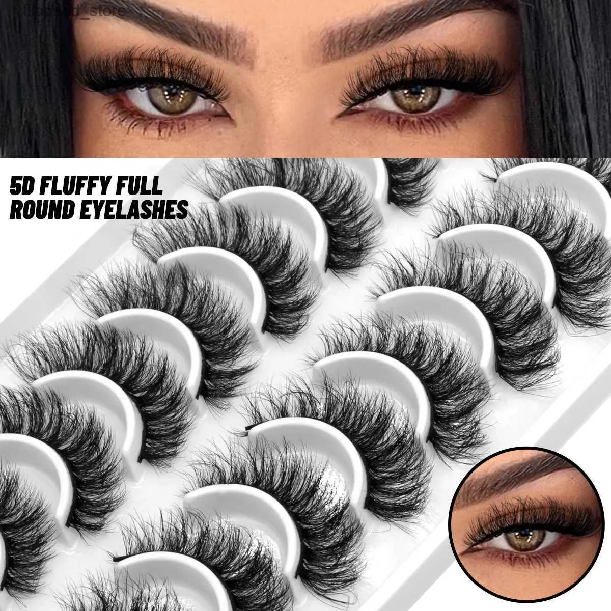 Cílios postiços GROINNEYA 10 pares Cat Eye Lashes Fluffy Faux Mink Lashes 8D Wispy Lashes Pack Dramático Longo Grosso Volume Cílios Falsos Q231129